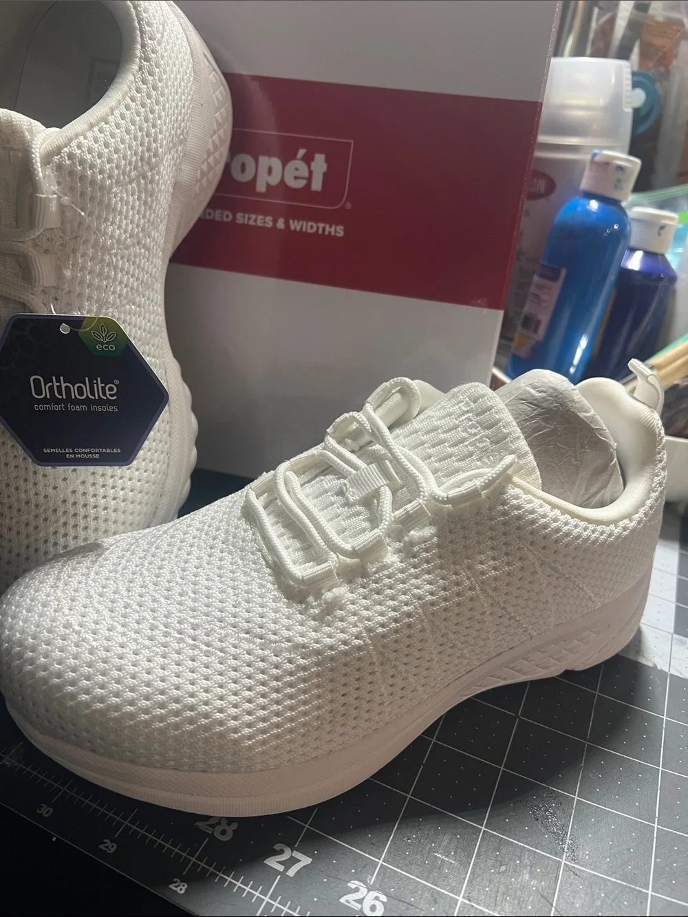 Propet Women's All-White Knit Walking Sneakers